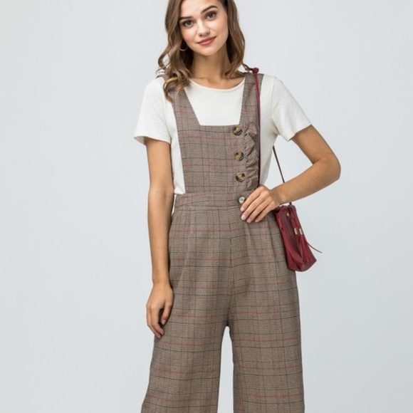entro Pants - Plaid Jumpsuit/Overalls